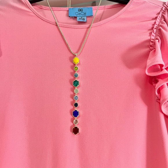 NWT Kendra Scott Darrell Necklace Ombré Stones Yellow Gold STUNNING & Amazing! - Picture 17 of 17